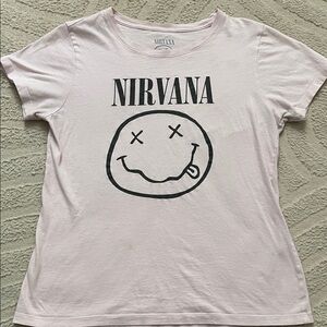 NIRVANA Light Pink Smiley Face Tee